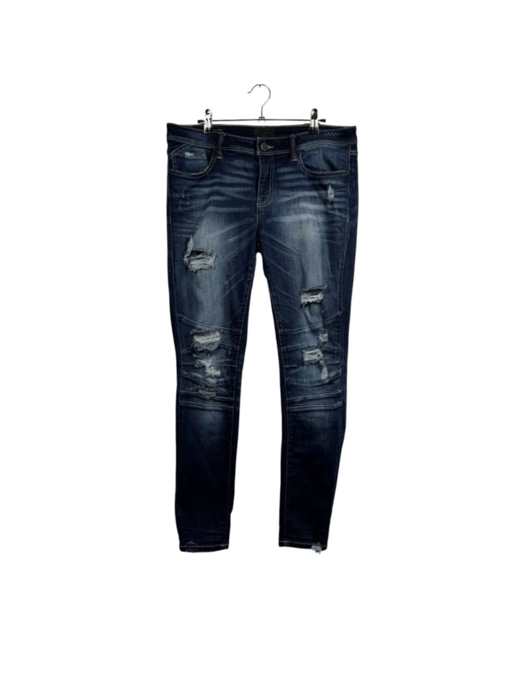 Buckle Black Ankle Skinny Jeans Blue Whiskering Distressed Mid Rise Womens 31